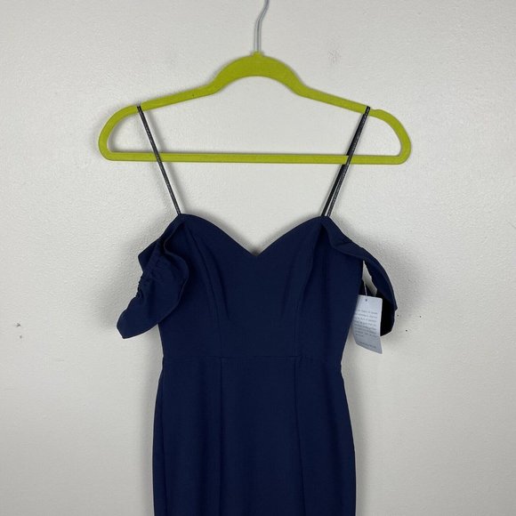 WAYF The Gabrielle Strapless Trumpet Gown Navy Blue Women's XXS Off The Shoulder - Picture 6 of 10